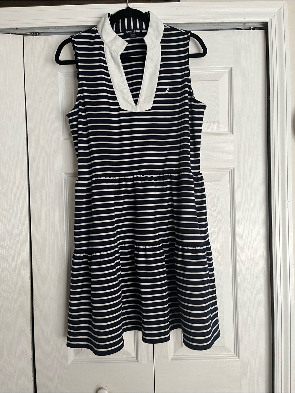 Nautica Striped Sleeveless Dress in Navy and White